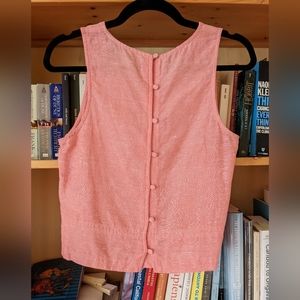 Pink Linen-Cotton Sleeveless Blouse